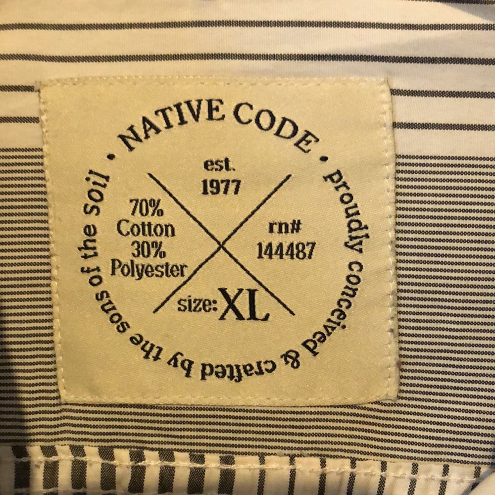 Native Code Men’s Button Down Casual Shirt. Vguc … - image 3